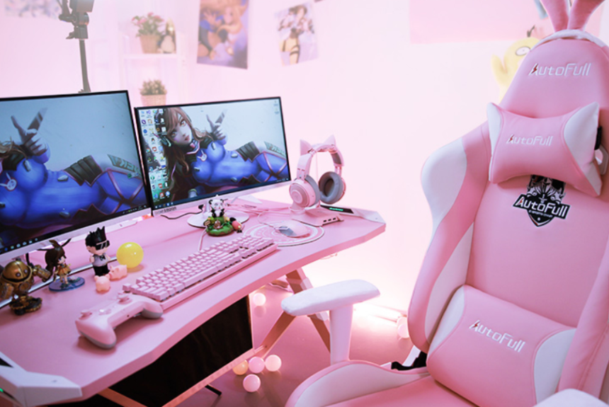 Pink gaming desk