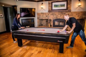 air hockey and pool table